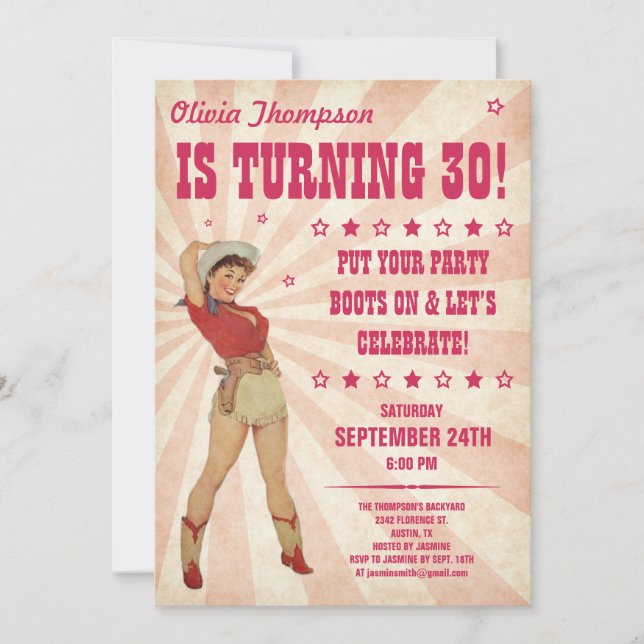 Cowgirl Birthday Invitations (Front)