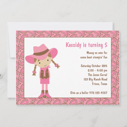 Cowgirl Birthday Invitations
