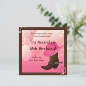 Cowgirl Birthday Party Boot Scottin Custom Invitation (Standing Front)