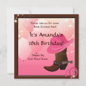 Cowgirl Birthday Party Boot Scottin Custom Invitation (Front)