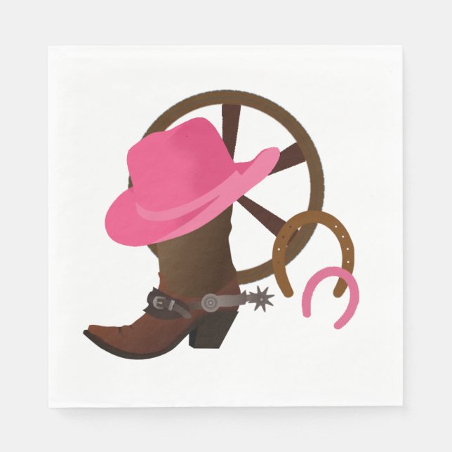 Cowgirl Birthday Party Boot Scottin Napkins (Front)