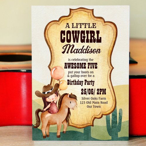 Cowgirl birthday party horse wild and free invitation