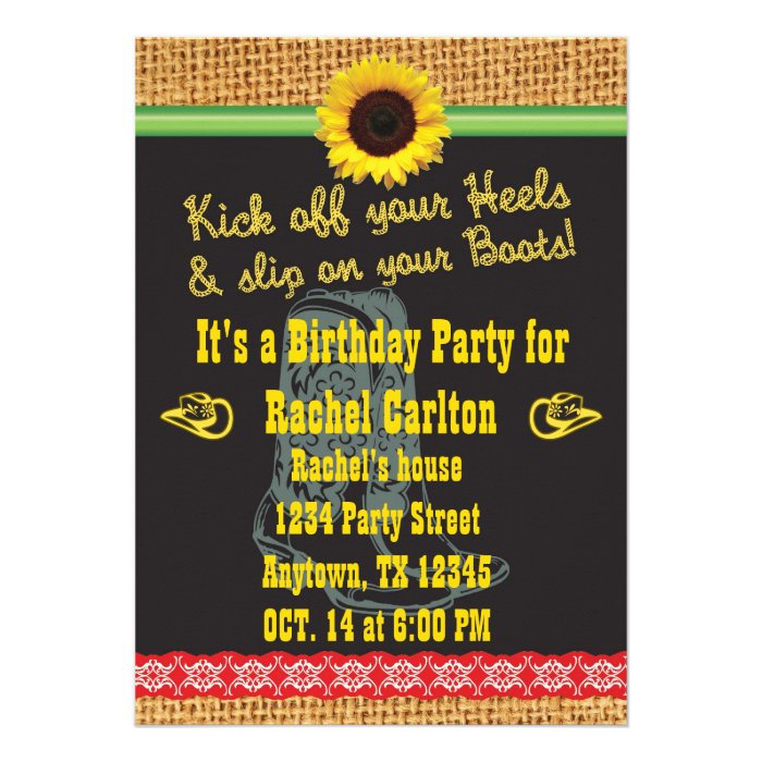 Cowgirl Birthday Party Invitation