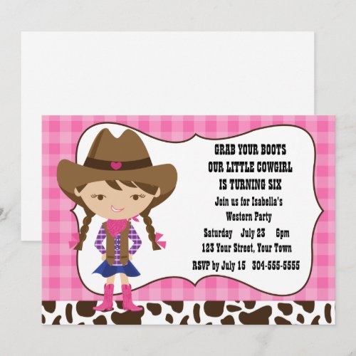 Cowgirl Birthday Party Custom Invitation