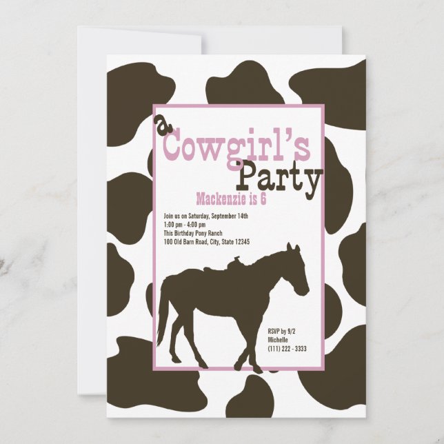 Cowgirl Birthday Party Invitation (Front)