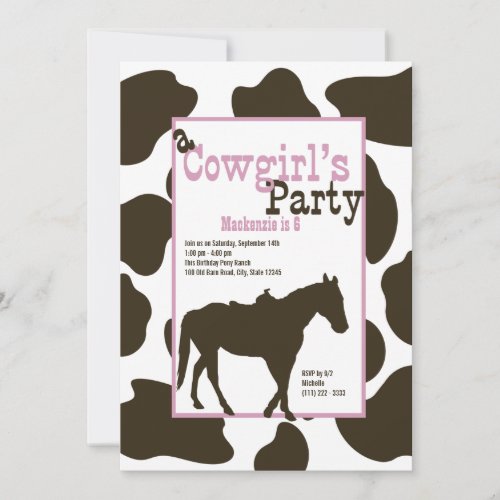 Cowgirl Birthday Party Invitations