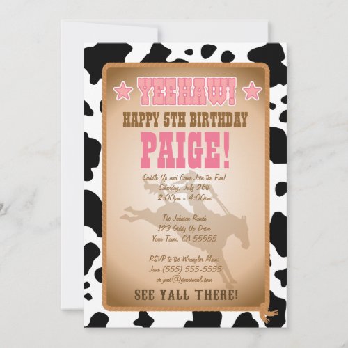 Cowgirl Birthday Party Invitation