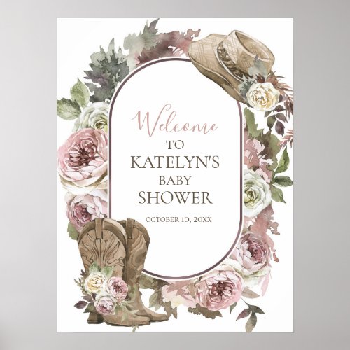 Cowgirl Birthday Party or Baby Shower Welcome Sign