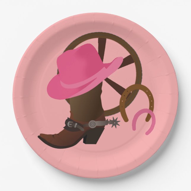 Cowgirl Birthday Party Paper Plates (Front)
