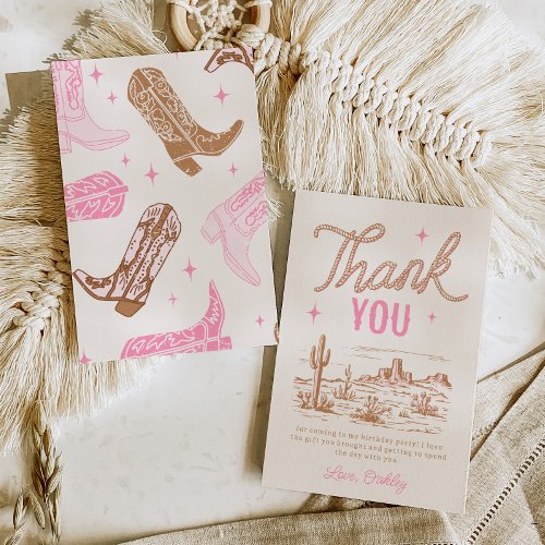 Cowgirl Birthday Party Thank You Card