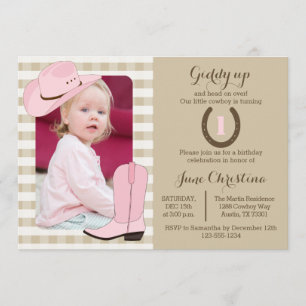 Cowgirl Birthday Photo Invitation