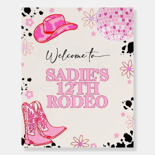 Cowgirl Birthday Welcome Sign   Editable Disco Cow