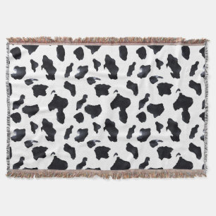 Cowgirl Black White Cow Print   Throw Blanket