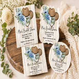 cowgirl blue floral bridal shower invitation