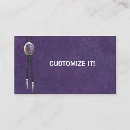Customizable Cowgirl Bolo Tie Leather Business Card