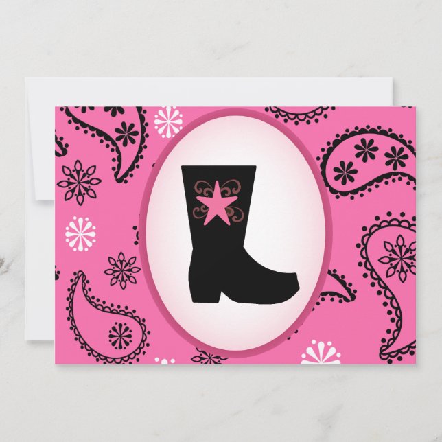 Cowgirl Boot Birthday Invitation (Front)
