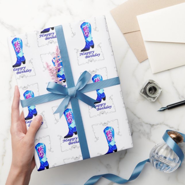 Cowgirl Boot Birthday Wrapping Paper (Gifting)