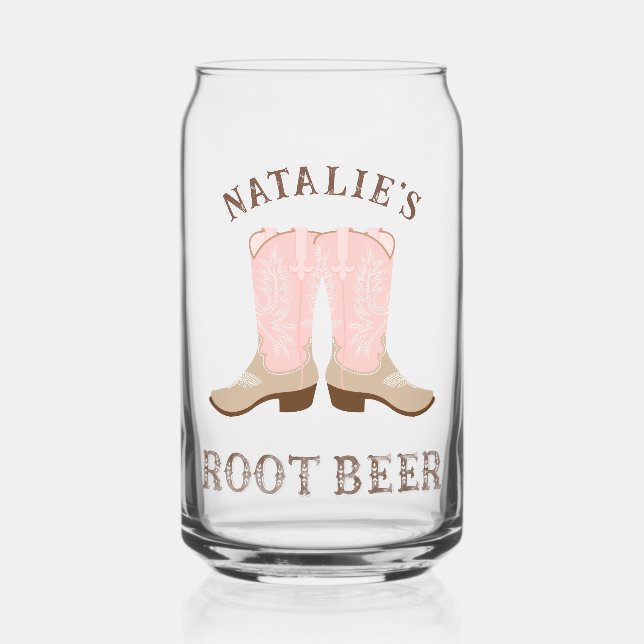 Cowgirl Boot | Root Beer  Can Glass (Front)