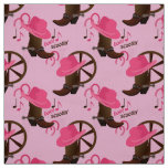 Cowgirl Boot Scootin Design Pink Fabric