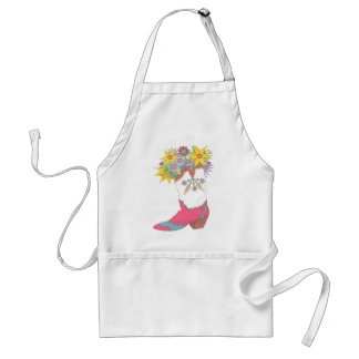 Cowgirl Boot with Flowers Adult Apron