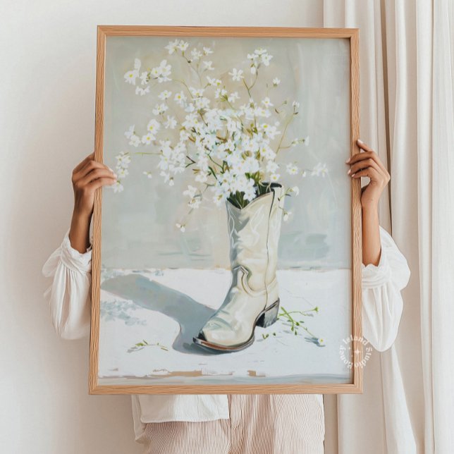 Cowgirl Boot With Flowers Painting Poster (Creator Uploaded)