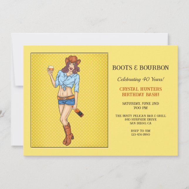 Cowgirl Boots and Bourbon Invitation (Front)