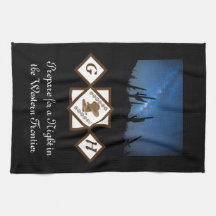 Cowgirl Boots and Cowboy Hat Monogram Photo Kitchen Towel
