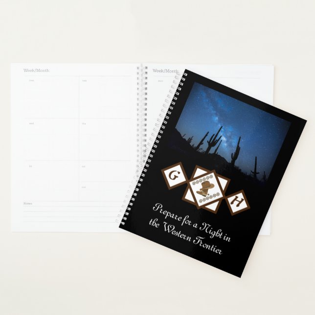 Cowgirl Boots and Cowboy Hat Monogram Photo Planner (Display)
