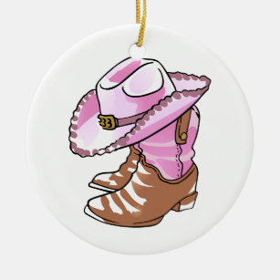 Cowgirl Boots and Hat Ceramic Ornament