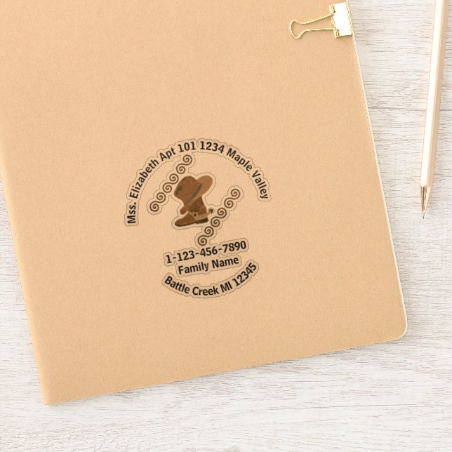 Cowgirl Boots and Hat Family Contact Info Contour Sticker (Notebook)