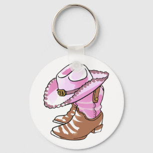 Cowgirl Boots and Hat Keychain