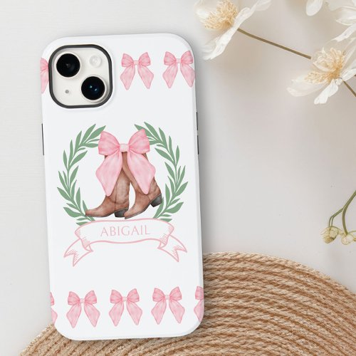 Cowgirl Boots and Pink Bows Personalized Case_Mate iPhone 14 Plus Case