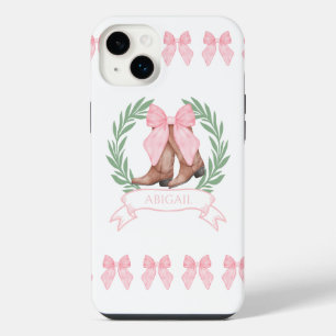 Cowgirl Boots and Pink Bows Personalized iPhone 14 Plus Case