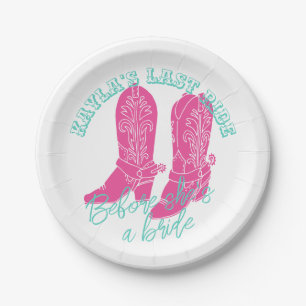 Cowgirl boots bachelorette design paper plates