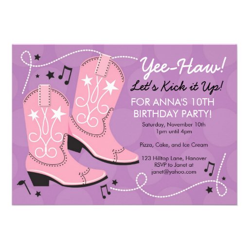 Birthday Party Invitations Boots 4