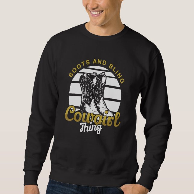 Cowgirl Boots Bling Cute Flower Love Country Sweatshirt (Front)