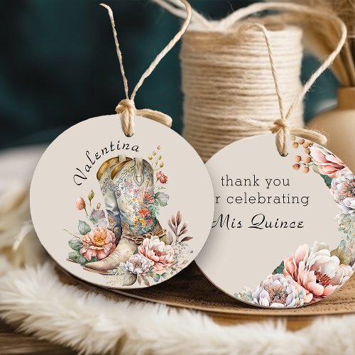 Cowgirl Boots Boho Floral Mis Quince Thank You  Favor Tags