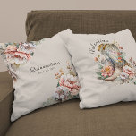 Cowgirl Boots Boho Floral Rustic Quinceanera Throw Pillow<br><div class="desc">Personalized pillow with bohemian floral cowgirl boots, roses and country flowers. The design has vintage lettering, set within an elegant modern arch shape, on a base color of sage green and neutral beige. Perfect for boho floral, western, equestrian, rodeo and rustic country themes at any time of the year. For...</div>