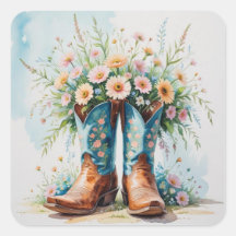 Cowgirl Boots Bouquet Stickers | Western Theme