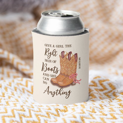 Cowgirl Boots Bow Cute Quote Western Boho Can Cooler