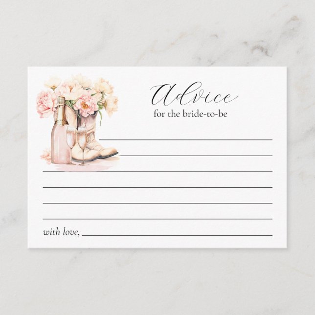 Cowgirl Boots Bridal Shower Bride-to-be Advice Card (Front)