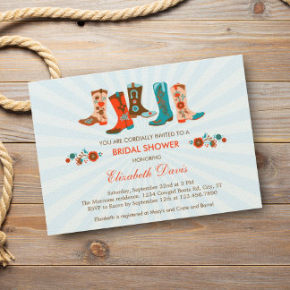 Cowgirl Boots Bridal Shower Invitation