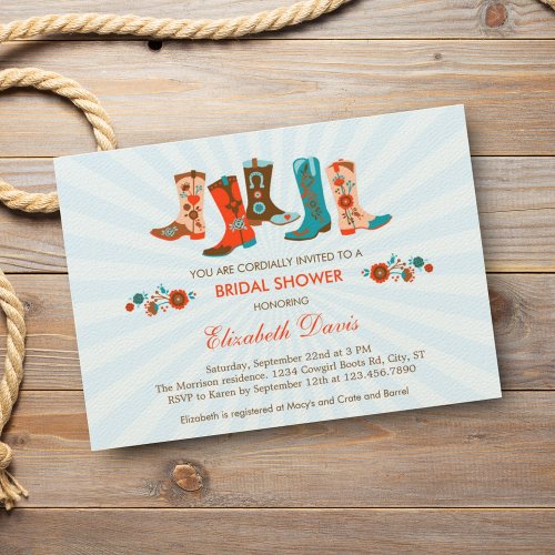 Cowgirl Boots Bridal Shower Invitation