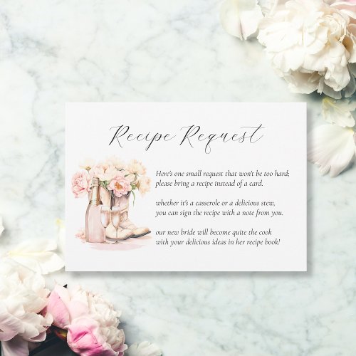 Cowgirl Boots Country Bridal Shower RECIPE REQUEST Enclosure Card
