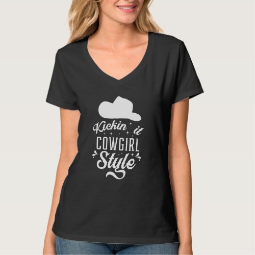 Cowgirl Boots Country Music Line Dancing Horse Rod T_Shirt