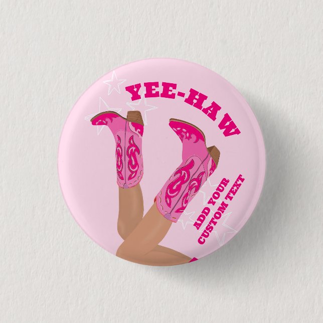 Cowgirl Boots Custom Personalized Button (Front)