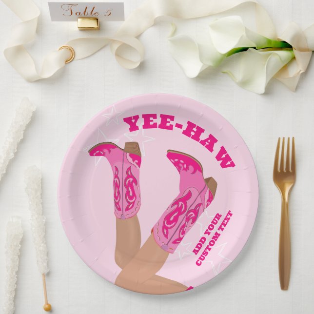 Cowgirl Boots Custom Personalized Paper Plates (Wedding)