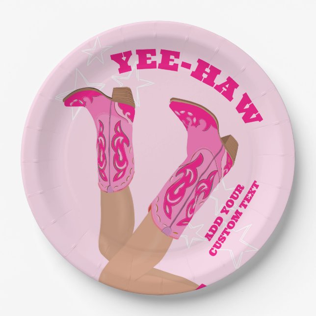 Cowgirl Boots Custom Personalized Paper Plates (Front)