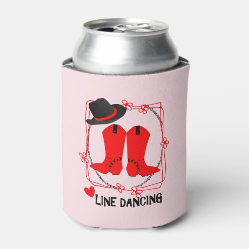 Cowgirl Boots Cute Line Dancing Theme Graphic Can Cooler