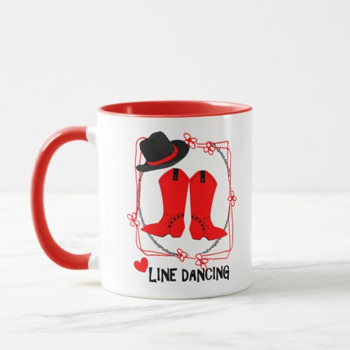 Cowgirl Boots Cute Line Dancing Theme Graphic Mug